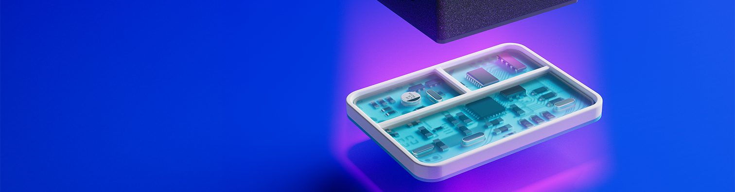 A UV curable potting is cured with a Hoenle Spot 40 IC in an electronic housing with shadow zones